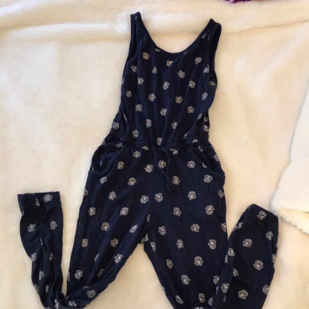 Girls blue and white romper